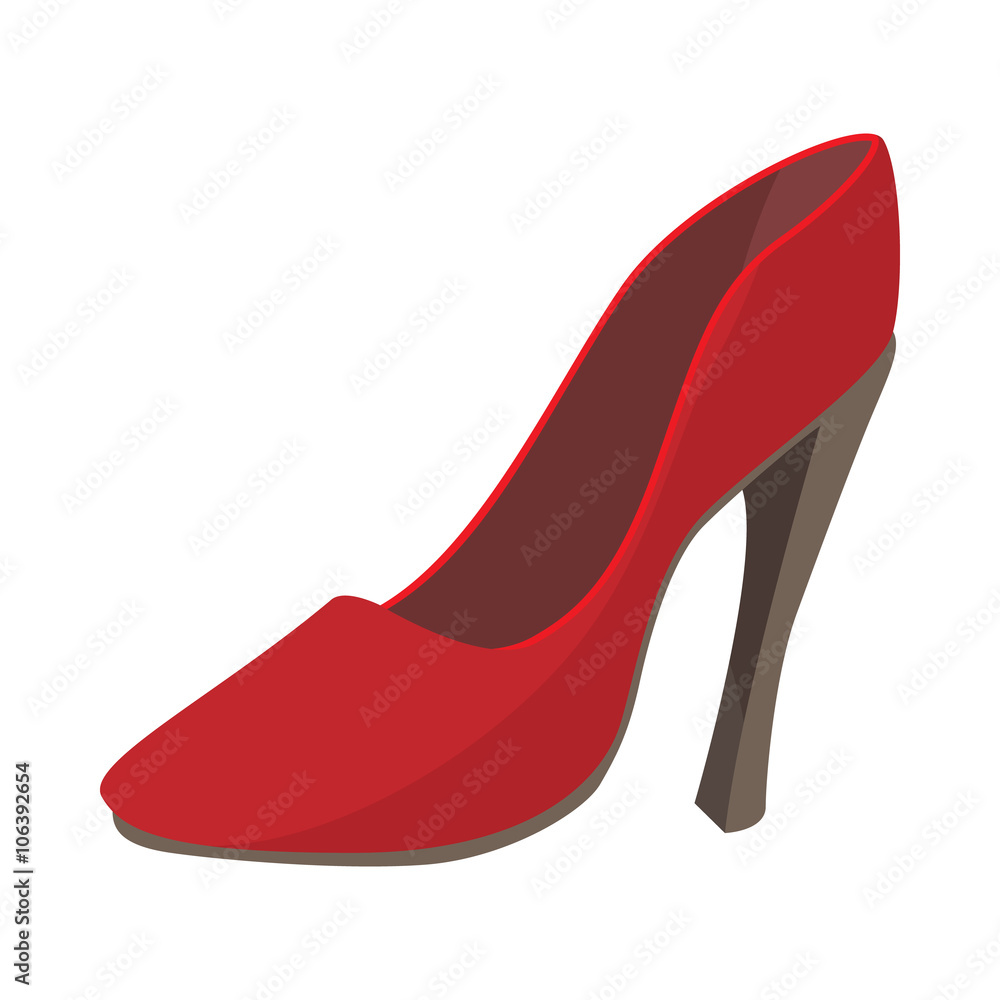 Ladies red shoe icon, cartoon style Ladies red shoe icon, cartoon style