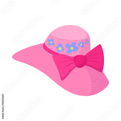 Elegant female hat icon, cartoon style