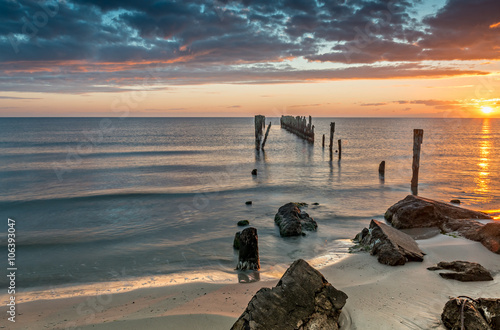 Old broken pier at the Baltic Sea