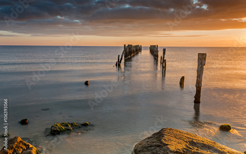 Old broken pier at the Baltic Sea
