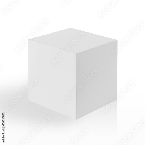 3D Cube. Box on white background with reflection. © zheeeka