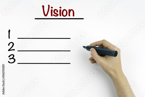 Hand with marker. Vision blank list, business concept