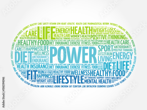 POWER word cloud, fitness, health concept