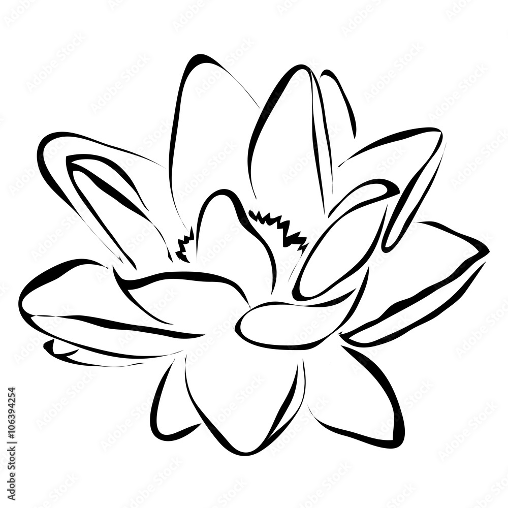 Line flower lotus vector image. Can be use for logo and tattoo