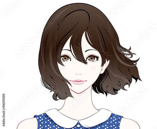 女性の表情 微笑 夏服 なびく髪 Stock Illustration Adobe Stock 女性の表情 微笑 夏服 なびく髪 Stock Illustration Adobe Stock