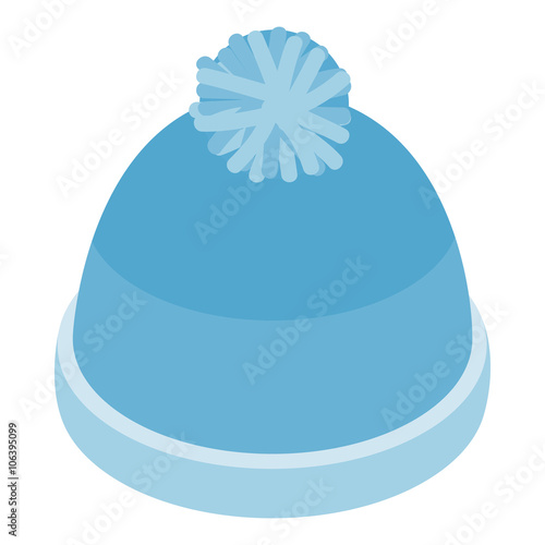 Blue knitted haticon, isometric 3d style