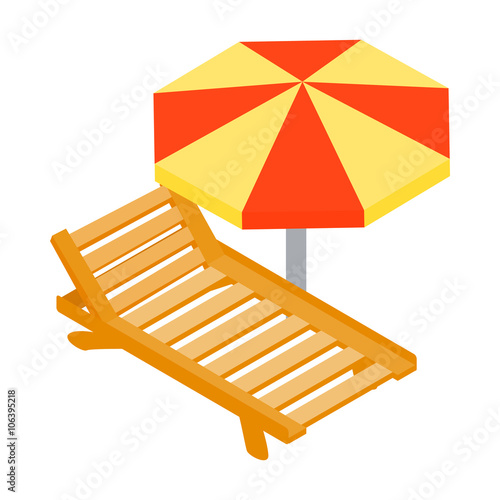 Beach chaise lounge with umbrella icon Fototapeta