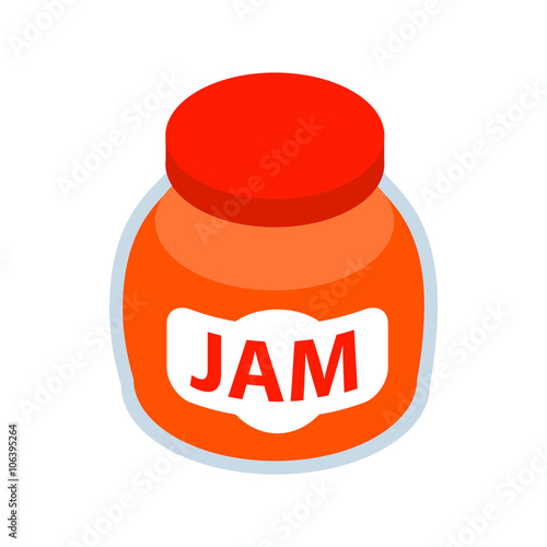 Jar of fruity jam icon, isometric 3d style