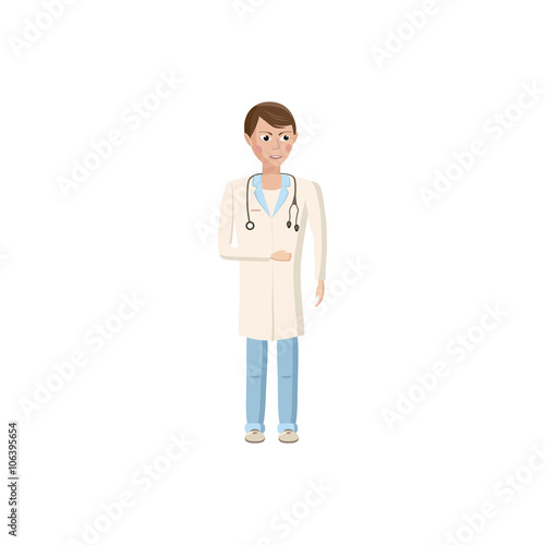 Doctor with stethoscope icon, cartoon style