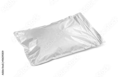 blank packaging aluminium foil pouch isolated on white backgroun