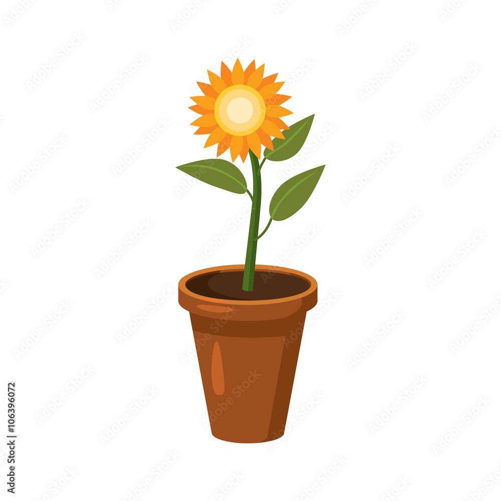 Flower in a pot icon, cartoon style Flower in a pot icon, cartoon style