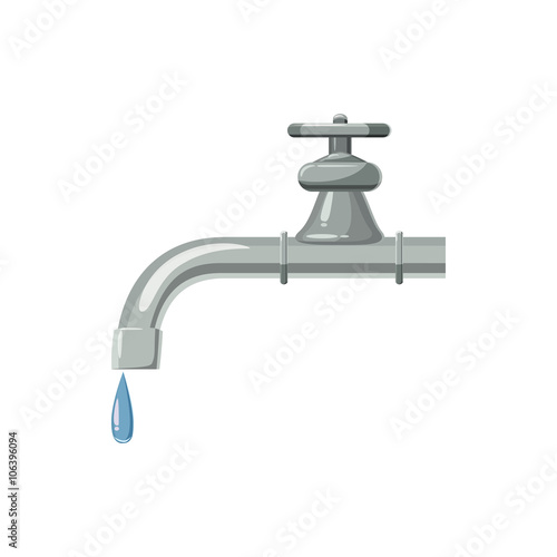 Dripping faucet icon, cartoon style 