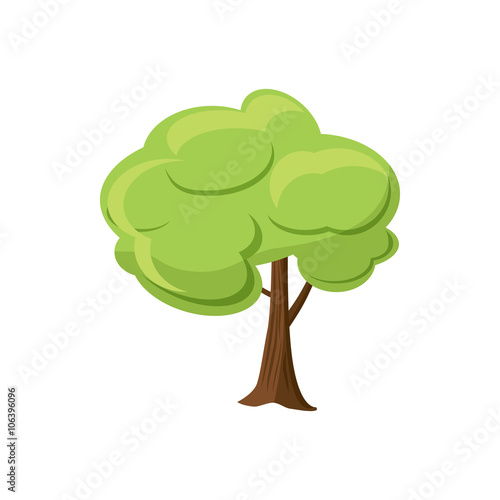 Green tree icon  cartoon style