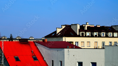 Widok na dachy bloków