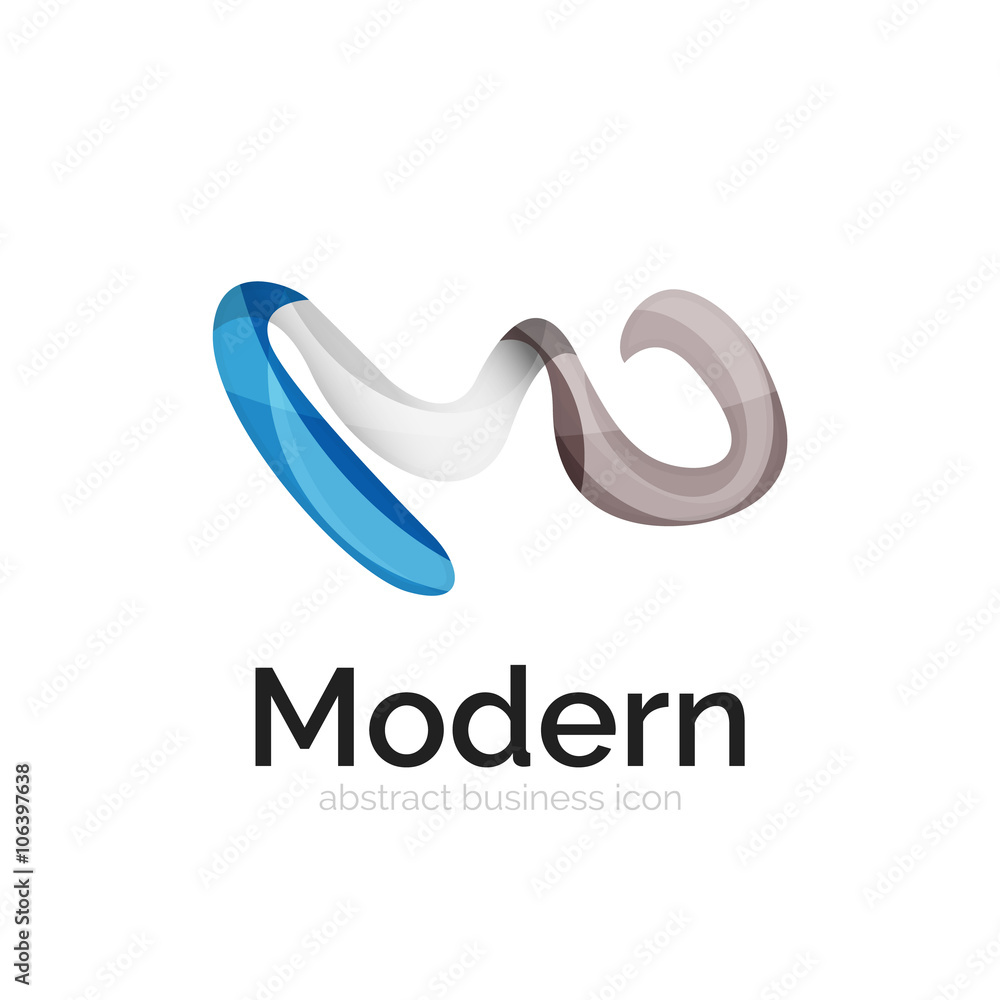 Fototapeta premium Wave ribbon logo, vector abstract shape