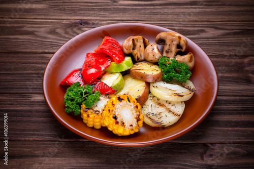 Grilled vegetables with spices and seasoning
