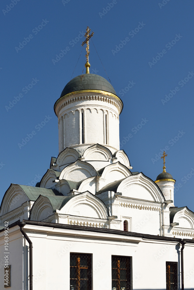 Obraz premium Katholikon of Nativity of God's Mother. Rozhdestvensky Convent, or Convent of Nativity of Theotokos is one of oldest nunneries in Moscow, located inside Boulevard Ring