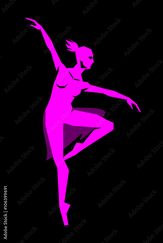 simple angular figure ballet dancer in transparent skirt