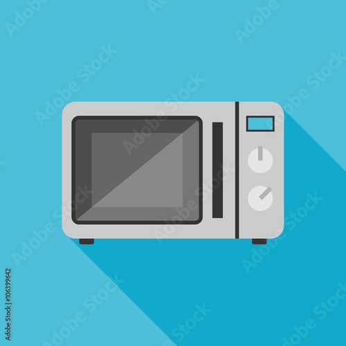 microwave icon with long shadow. flat style vector illustration