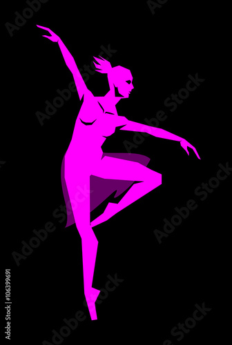 simple angular figure ballet dancer in transparent skirt