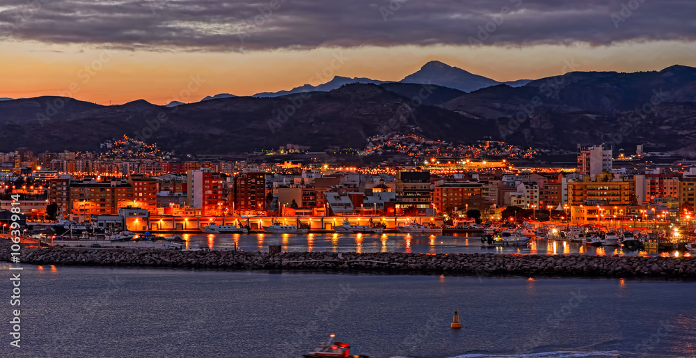 Obraz premium Sunset over Castellon, Spain