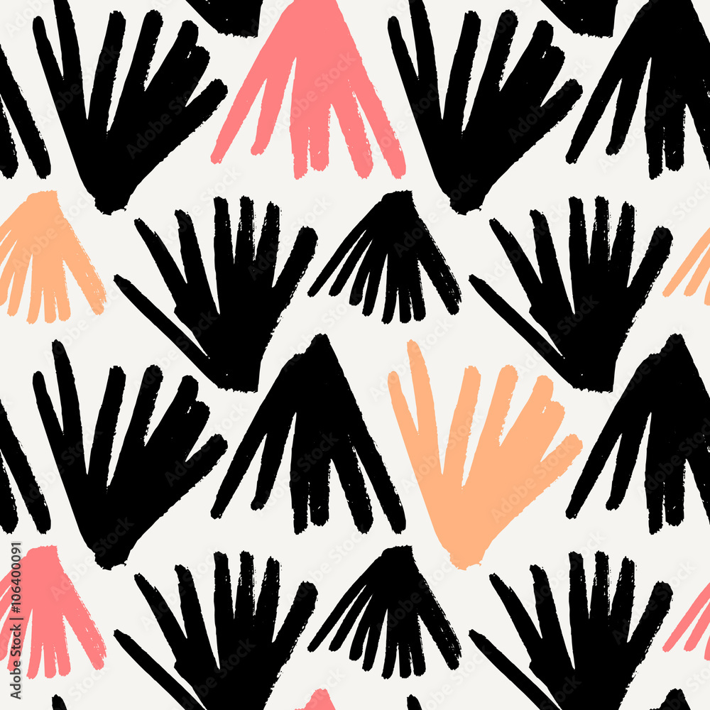 Fototapeta premium Hand Drawn Leaves Seamless Pattern