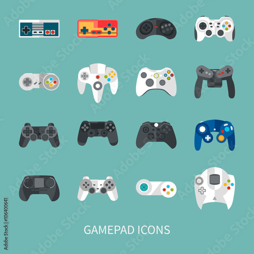 gamepad icon set. flat style vector illustration