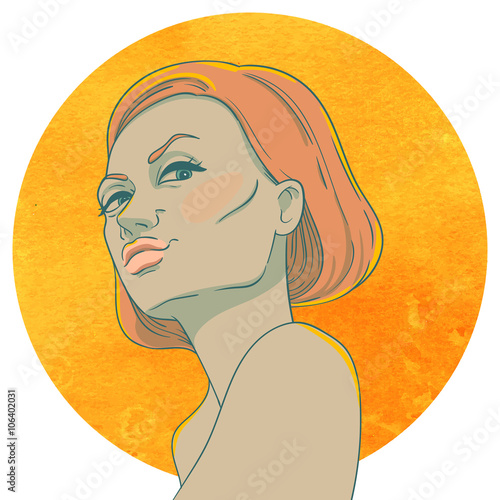 Portrait of arrogant young girl with red hair
