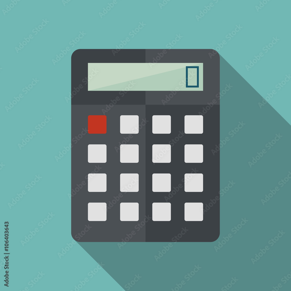 calculator icon witn long shadow. flat style vector illustration calculator icon witn long shadow. flat style vector illustration