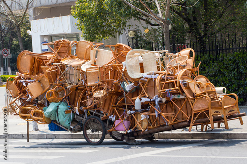 Overloaded chinese transport cart photo