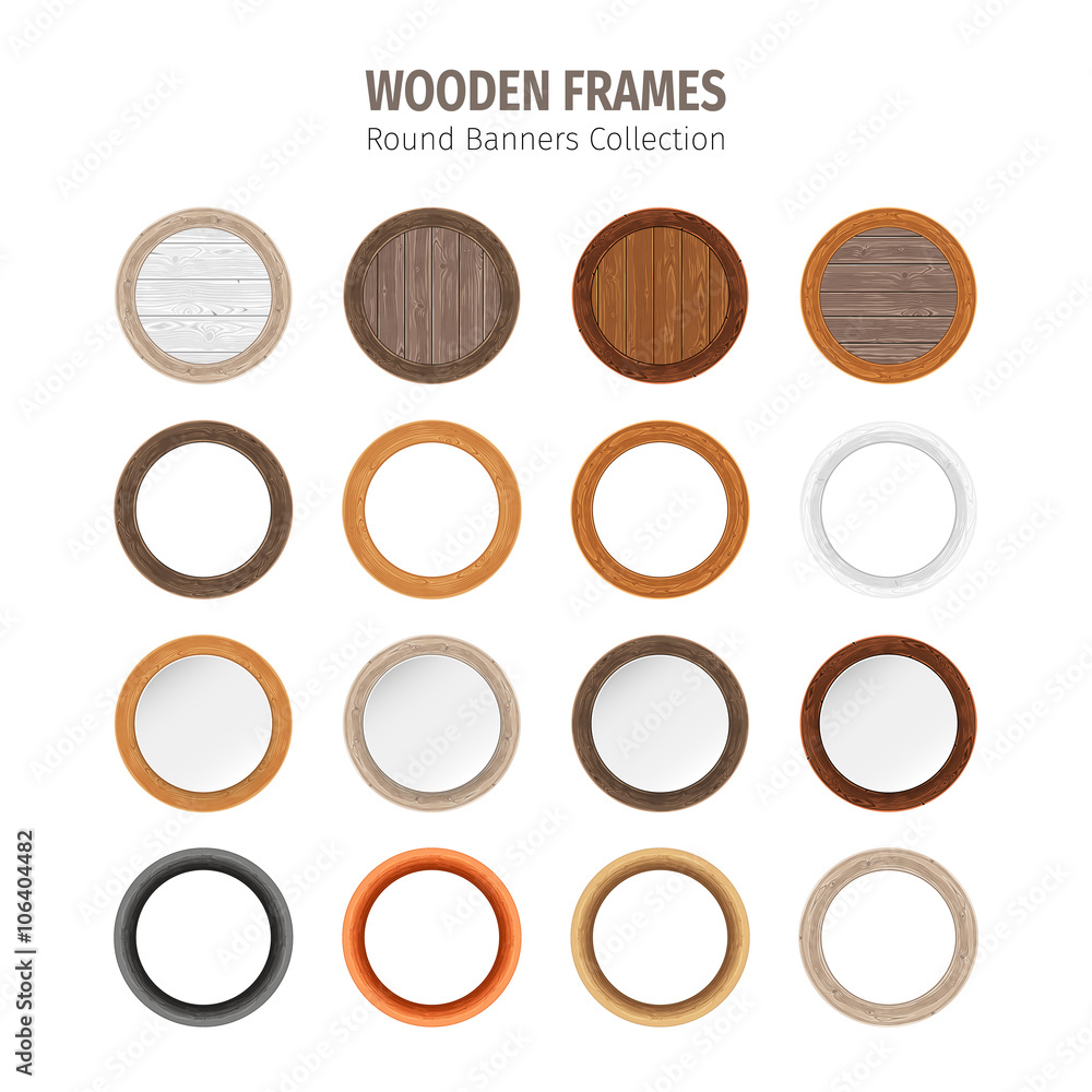 Fototapeta premium Wooden Round Frames Set