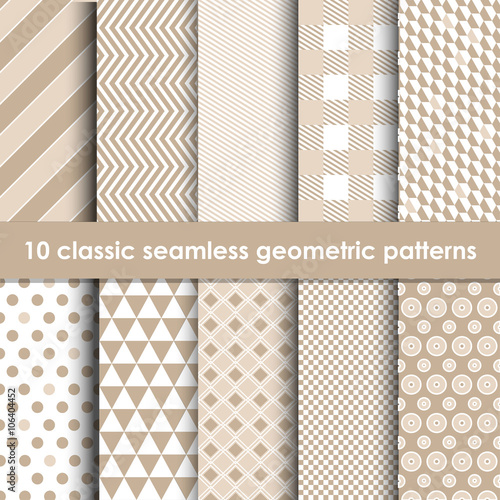 10 coffee colors classic seamless geometric patterns