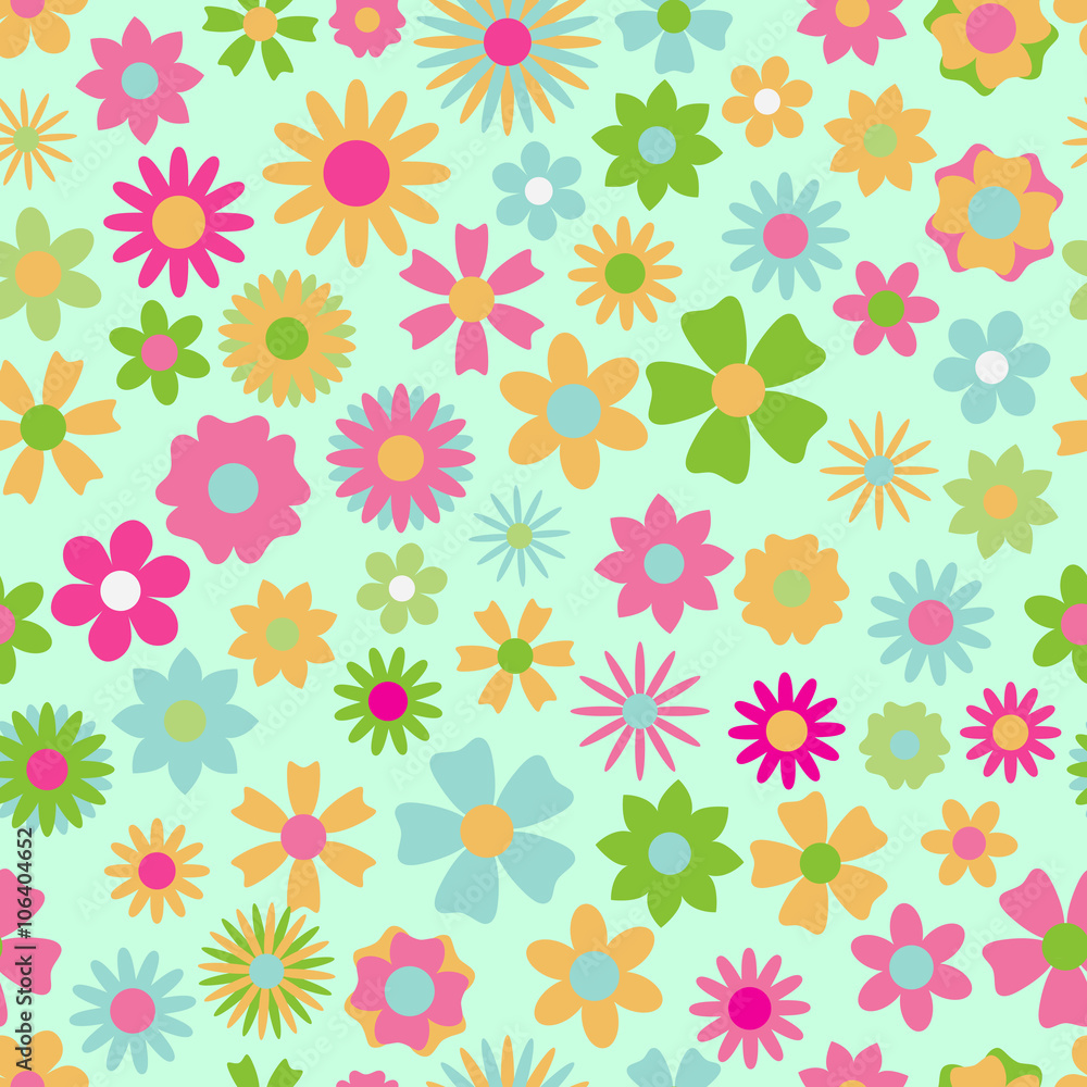 Seamless pattern of multicolored flowers Seamless pattern of multicolored flowers