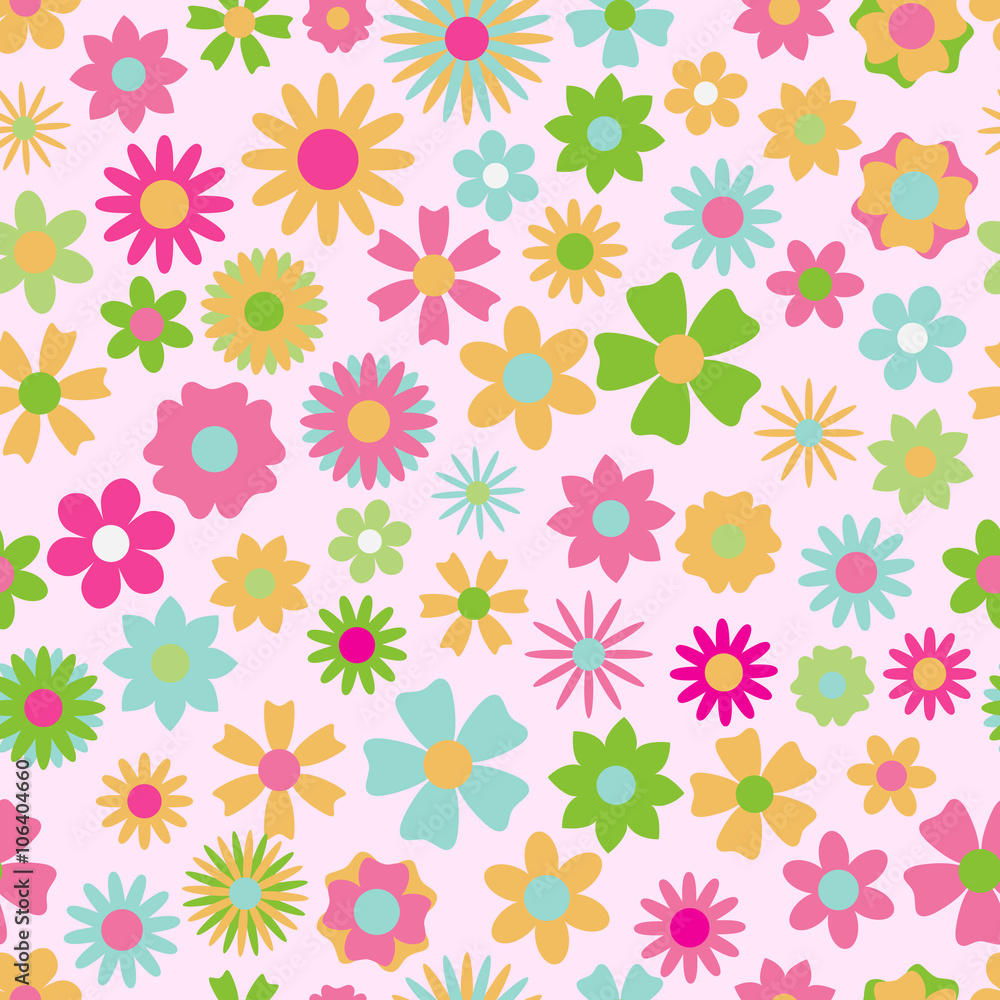Seamless pattern of multicolored flowers Seamless pattern of multicolored flowers