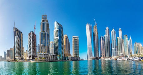 Deken met foto Dubai Panorama van de Dubai Marina haven  © Sergii Figurnyi