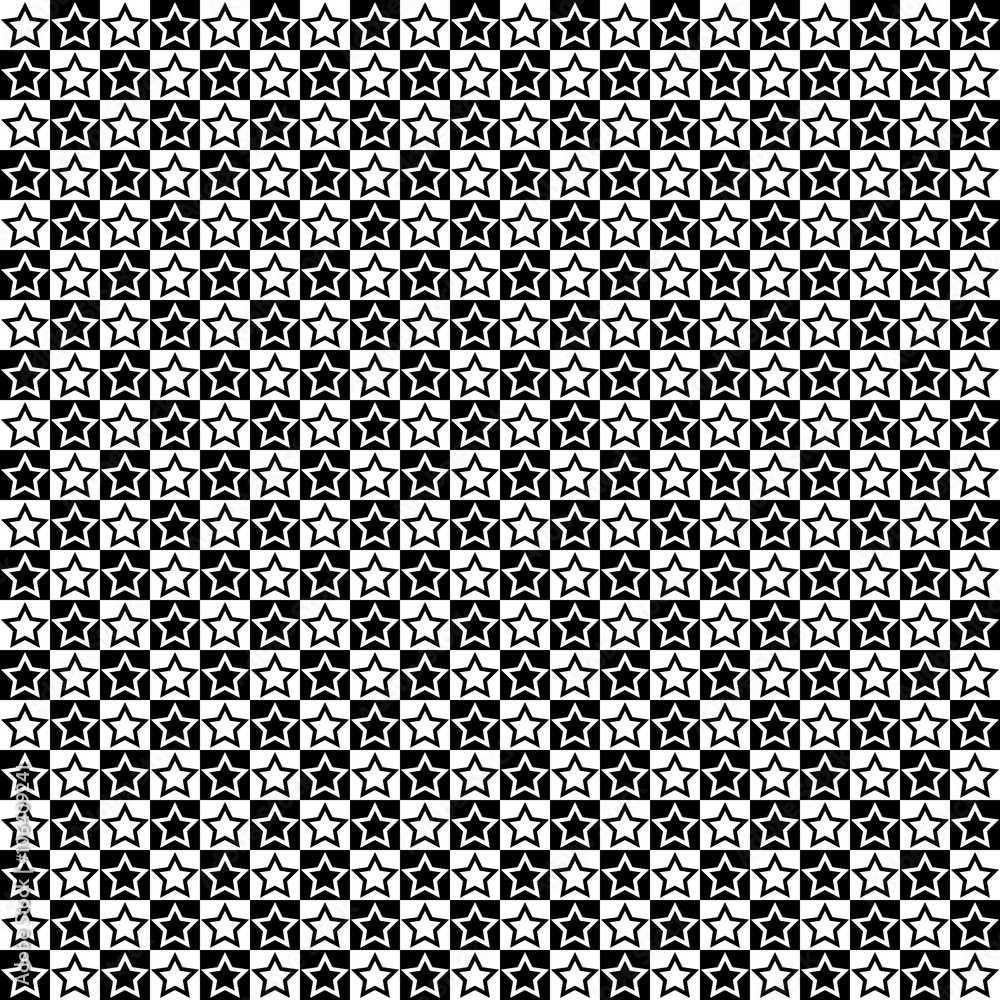 Seamless Geometric Pattern | Stars & Squares | Black-and-White