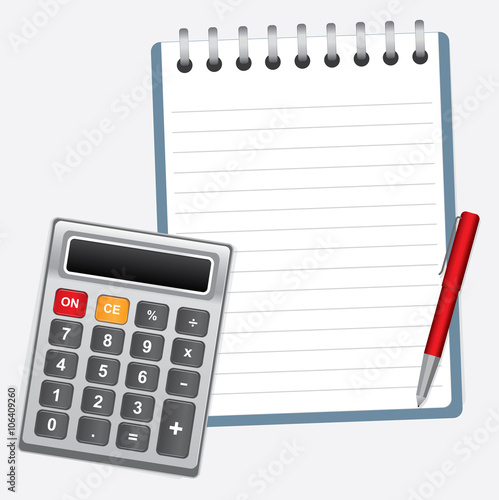 Calculator with Office book and Pen, Illustration Vector 10