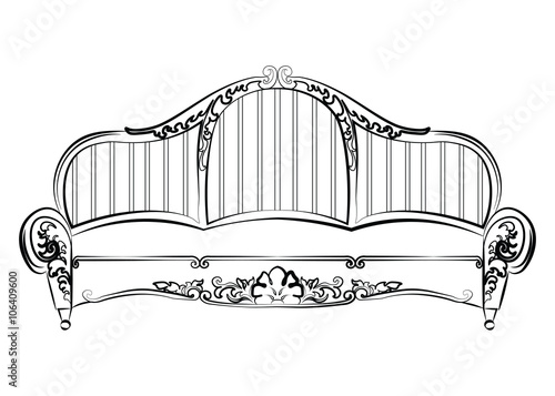 Royal Elegant Sofa with classic damask ornaments. Vector
