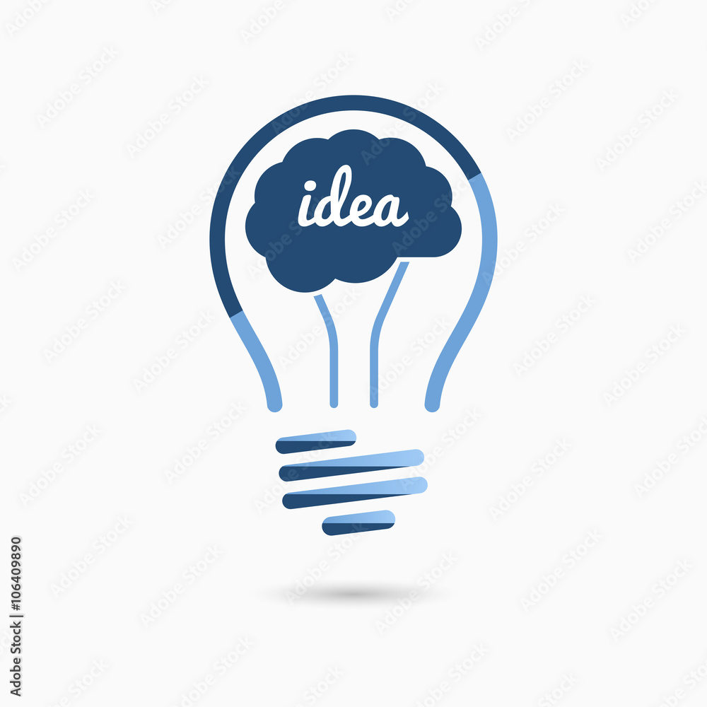 Fototapeta premium Light bulb idea icon with brain inside. Light bulb sign, light bulb symbol. Business idea concept.