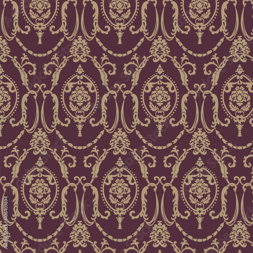 Vector damask pattern ornament. Elegant luxury texture for textile, fabrics or wallpapers backgrounds. Red color