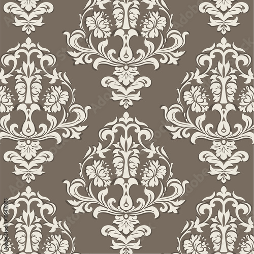 Vector floral damask ornament pattern. Elegant luxury texture for textile, fabrics or wallpapers backgrounds. Beige color