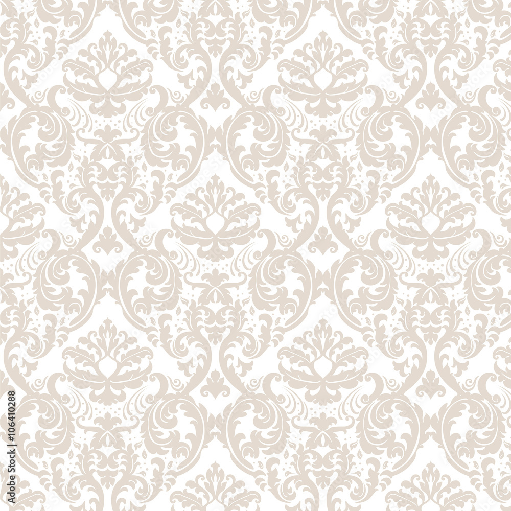 Damask ornament pattern in gold. Vector