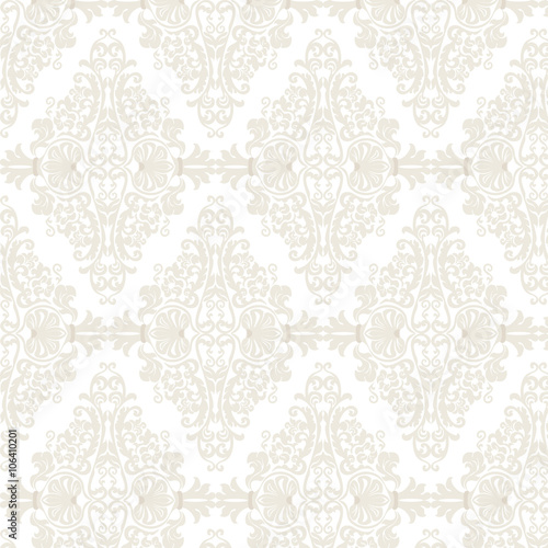 Vector Vintage Damask Pattern ornament in Eastern style. Ornate floral element for fabric, textile, design, wedding invitations, greeting cards. Traditional oriental motif element outline decor