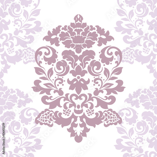 Vector floral damask ornament pattern. Elegant luxury texture for textile, fabrics or wallpapers backgrounds. Lavender color
