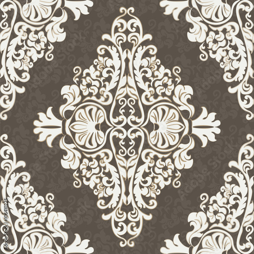 Vector lace floral element in Eastern style. Ornamental lace pattern for wedd...