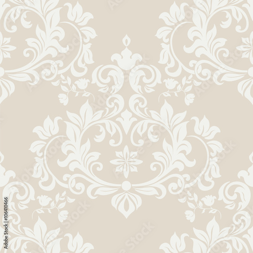 Vector Damask Pattern ornament Imperial style. Ornate floral element for fabric  textile  design  wedding invitations  greeting cards  wallpaper. Bright beige color