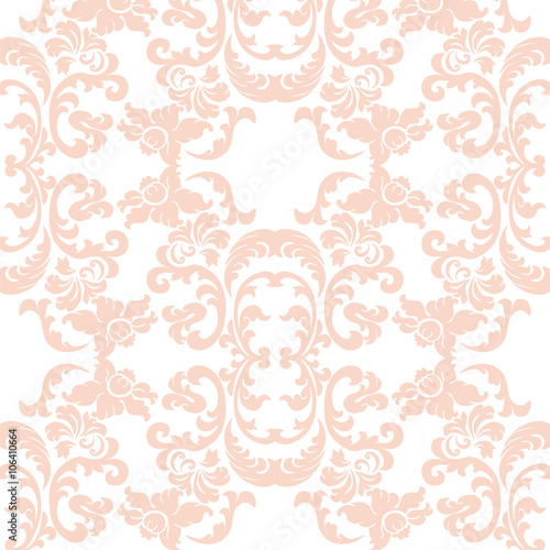 Vintage elegant lily flower ornament pattern. Luxury texture for wallpapers, backgrounds and invitation cards. Peach quartz colors. Vector