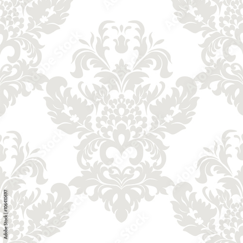 Vector Vintage Damask Pattern ornament in Classic style. Ornate floral element for fabric, textile, design, wedding invitations, greeting cards, wallpaper. Taupe, oyster pink color.