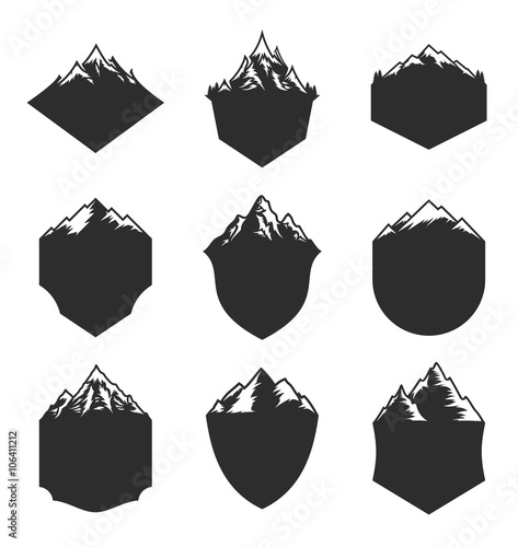 Vector Mountain Blank Badges Isolated on White