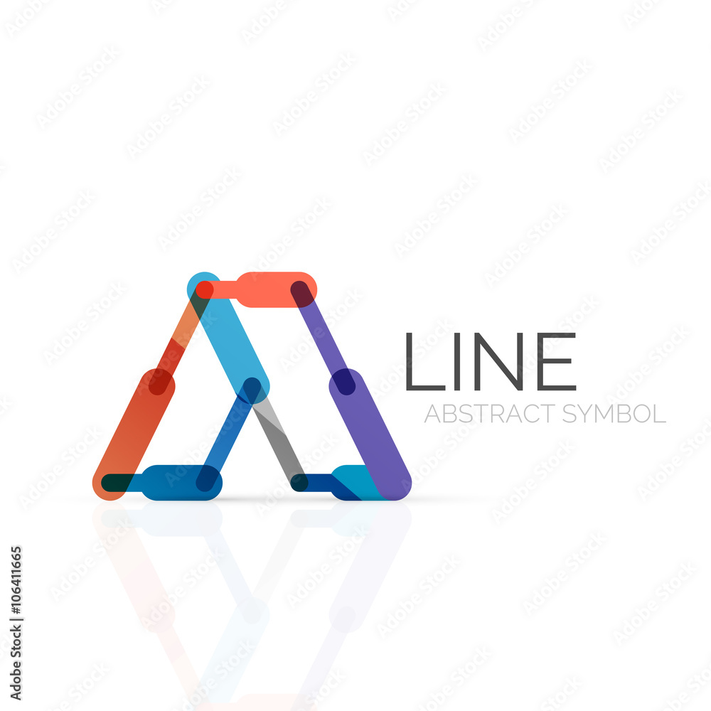 Linear abstract logo, connected multicolored segments of lines geometrical figure Linear abstract logo, connected multicolored segments of lines geometrical figure